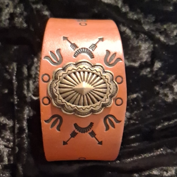 genuine leather Jewelry - Brown Leather Cuff Bracelet with Silver Accents